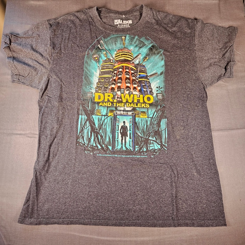 Dr Who and the Daleks Movie Graphic T-Shirt Mens XL Charcoal Heather Grey 2014